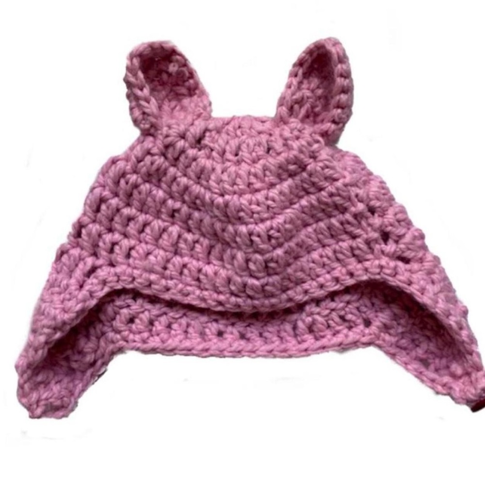 Pink Crochet Bear Ear Hat